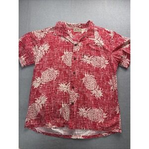 Shirt‎ Vtg. Hawaiian Island - Blue Hawaii  Red & White Flowers Size Large